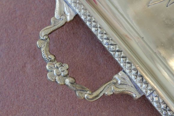 Старинный прямоугольный поднос большого размера