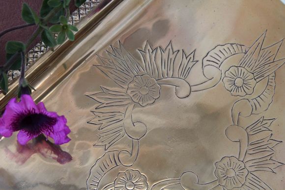 Старинный прямоугольный поднос большого размера