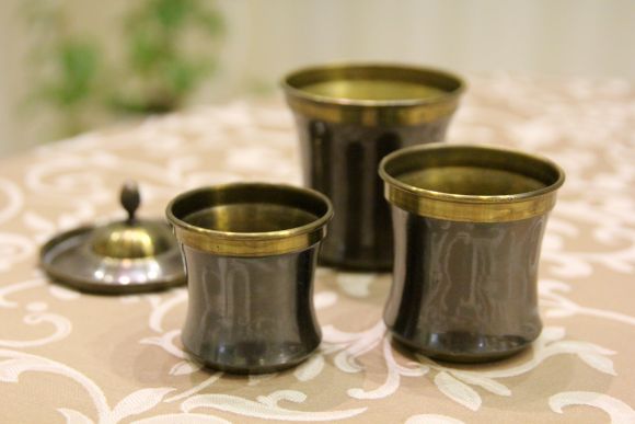 Медные винтажные баночки - стаканчики Матрёшка.