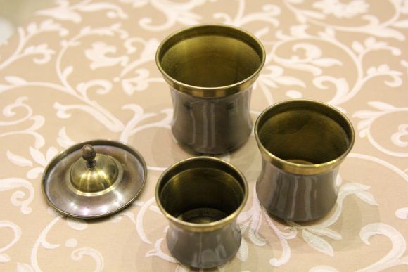 Медные винтажные баночки - стаканчики Матрёшка.