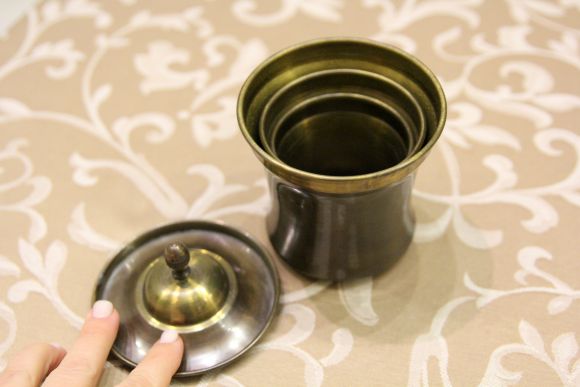 Медные винтажные баночки - стаканчики Матрёшка.