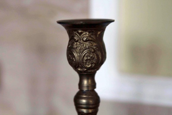 Пара старинных подсвечников из латуни в патине