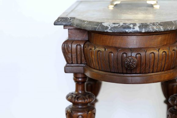 Самоварный дубовый столик с мраморной столешницей