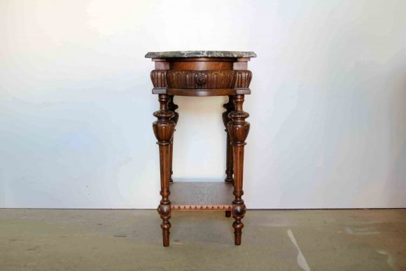 Самоварный дубовый столик с мраморной столешницей