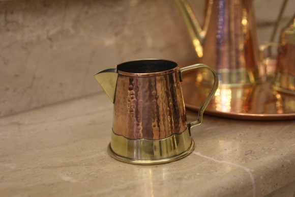 Кофейный набор на подносе. 3 предмета. Медь. Латунь