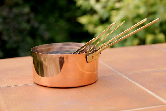 Набор тяжелых медных ковшей с латунными ручками