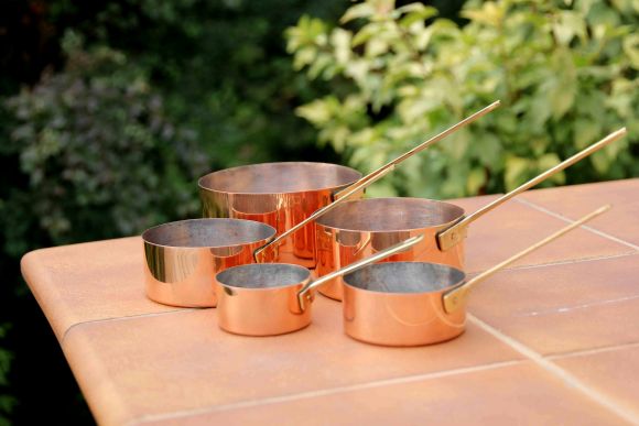 Набор тяжелых медных ковшей с латунными ручками