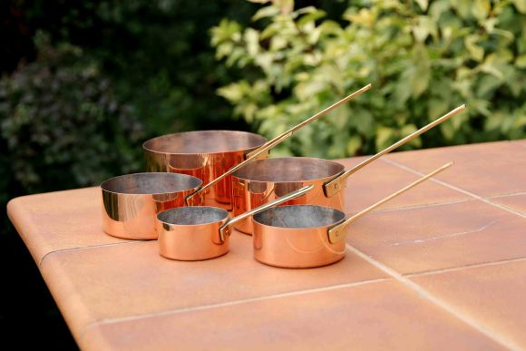 Набор тяжелых медных ковшей с латунными ручками