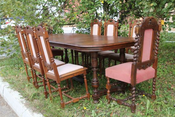 Антикварный раскладной дубовый стол