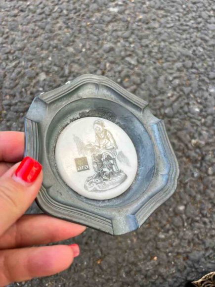 Оловянная пепельница с вставкой. Германия