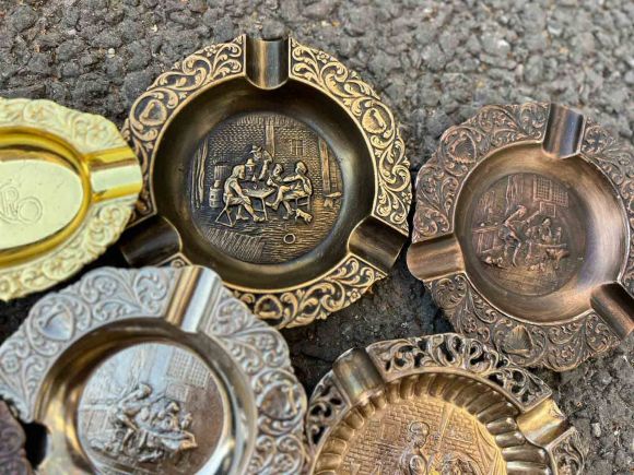 Оловянная пепельница с вставкой. Германия