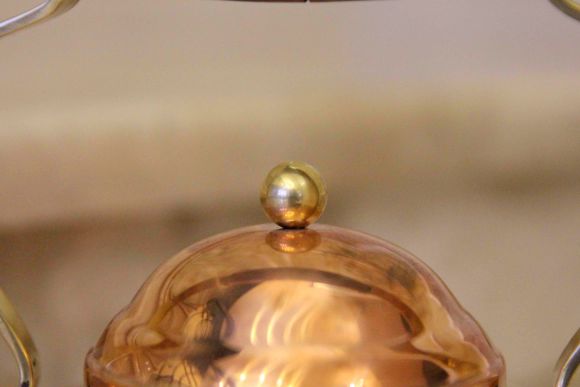 Прекрасный португальский медный чайник с деревянной ручкой