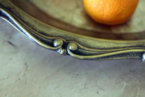 Праздничное винтажное блюдо из латуни с покрытием. Европа.Начало 20 века