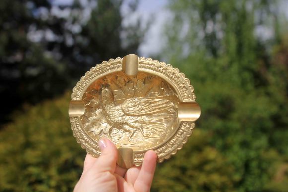 Овальная тяжелая пепельница. Сюжет охота. ТЕТЕРЕВ