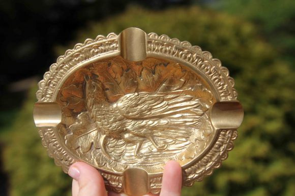 Овальная тяжелая пепельница. Сюжет охота. ТЕТЕРЕВ