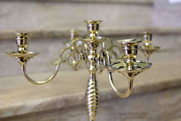 Роскошный латунный канделябр на 5 свечей