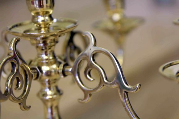 Роскошный латунный канделябр на 5 свечей