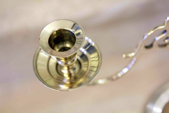 Роскошный латунный канделябр на 5 свечей