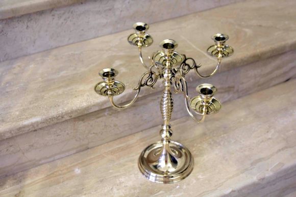 Роскошный латунный канделябр на 5 свечей