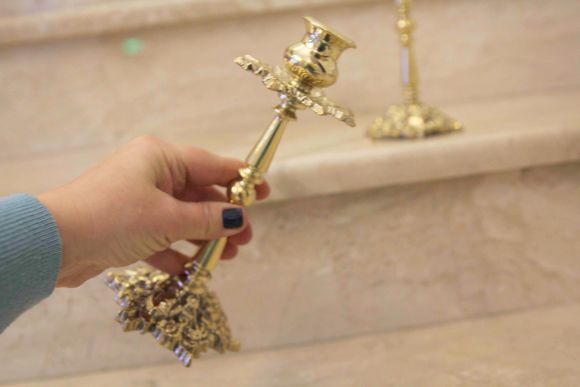 Парные подсвечники из латуни