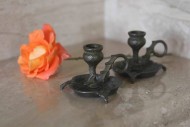 Очень красивые бронзовые подсвечники в патине