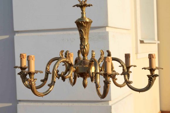 Винтажная люстра из латуни. Европа. Середина 20 века