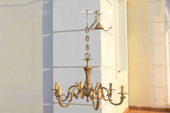 Винтажная люстра из латуни. Европа. Середина 20 века