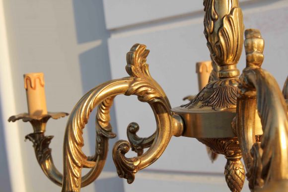 Винтажная люстра из латуни. Европа. Середина 20 века