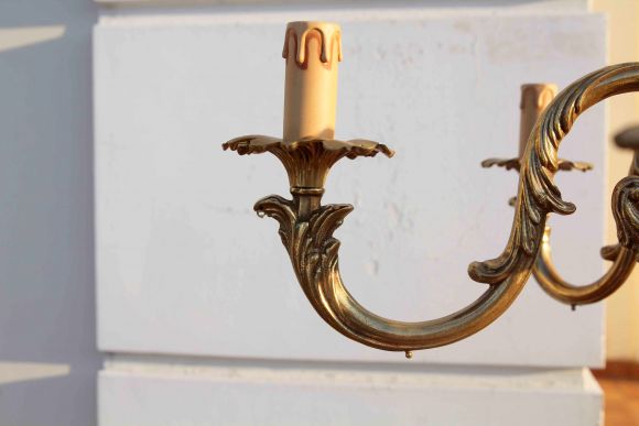 Винтажная люстра из латуни. Европа. Середина 20 века