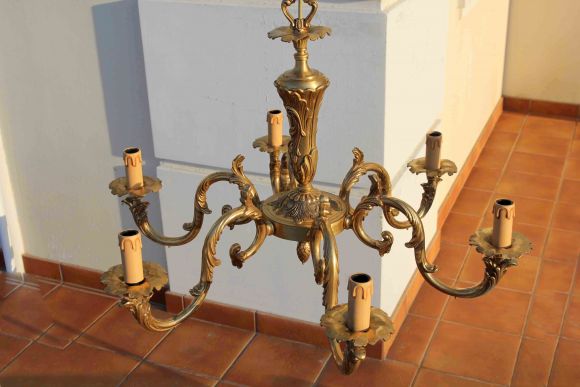 Винтажная люстра из латуни. Европа. Середина 20 века