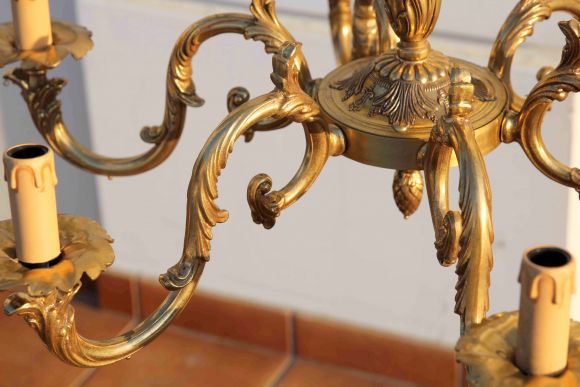 Винтажная люстра из латуни. Европа. Середина 20 века