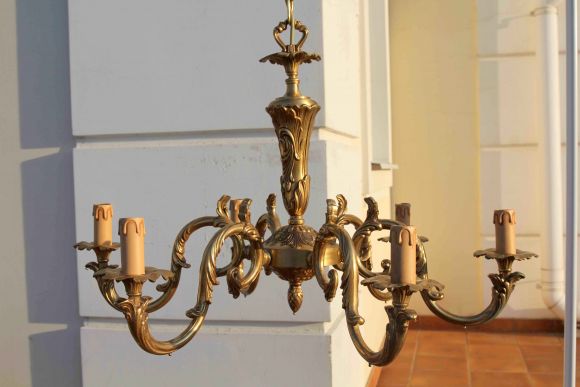 Винтажная люстра из латуни. Европа. Середина 20 века