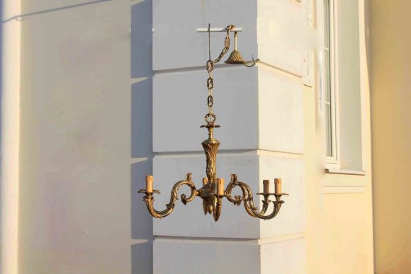 Винтажная люстра из латуни. Европа. Середина 20 века