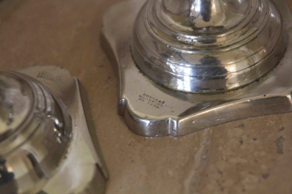 Коллекционные антикварные подсвечники посеребренные. Россия