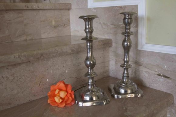 Коллекционные антикварные подсвечники посеребренные. Россия