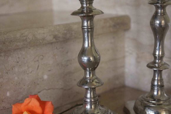 Коллекционные антикварные подсвечники посеребренные. Россия