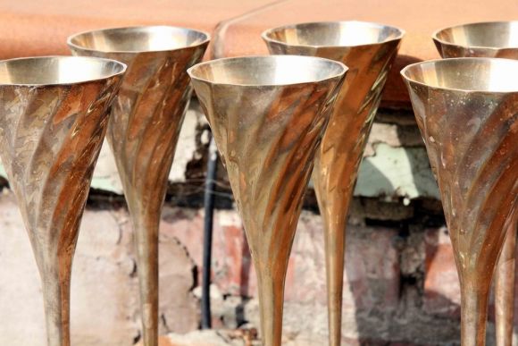 Набор бокалов для шампанского, ФЛЮТЕ, серебрение. Европа