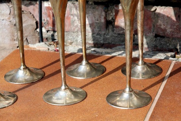 Набор бокалов для шампанского, ФЛЮТЕ, серебрение. Европа