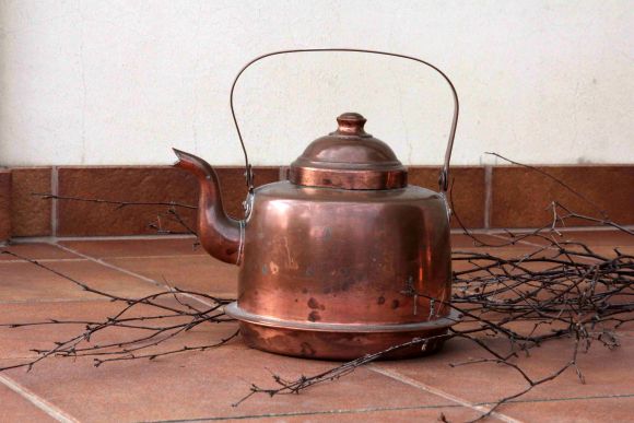 Финский 2х литровый медный чайник в патине
