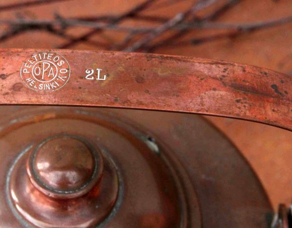 Финский 2х литровый медный чайник в патине