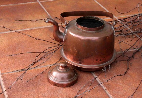 Финский 2х литровый медный чайник в патине