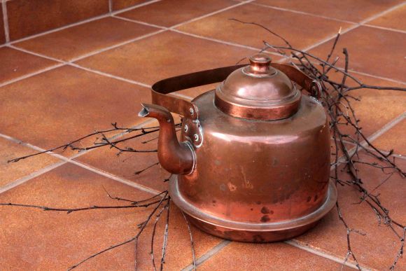 Финский 2х литровый медный чайник в патине