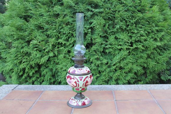 Очень редкая, старинная керосиновая лампа. Франция. Начало 20 века.