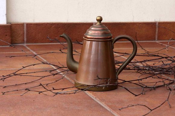 Бельгийский медный кофейник в патине