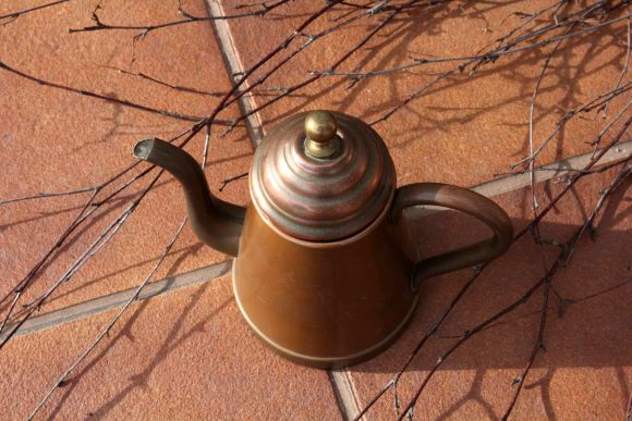 Бельгийский медный кофейник в патине