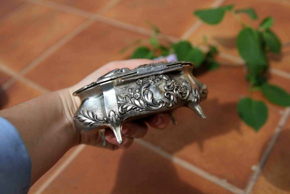 Винтажная шкатулка "Бабы в поле за работой"