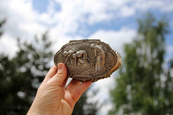 Винтажная шкатулка "Бабы в поле за работой"