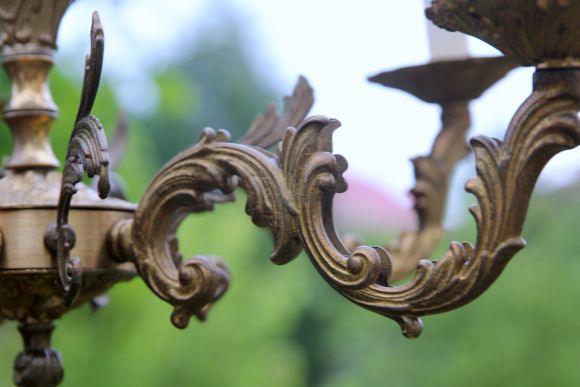 Бронзовая старинная люстра