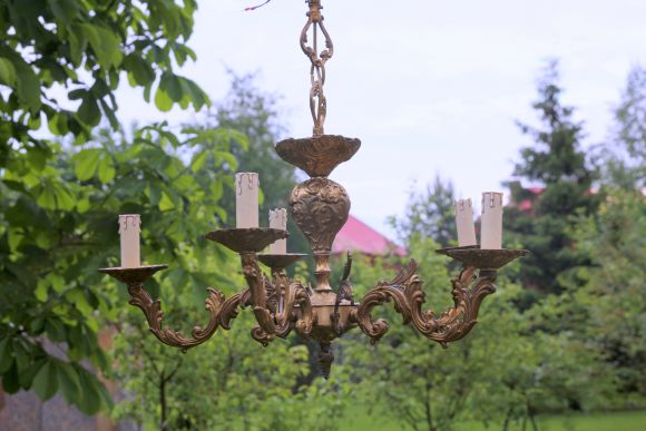 Бронзовая старинная люстра