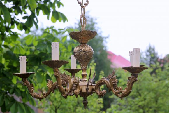 Бронзовая старинная люстра